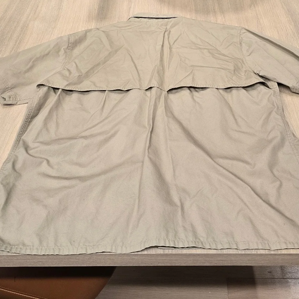 Woolrich Elite Series Mens XL Khaki Tactical Short Sleeve Button Down Shirt 4421